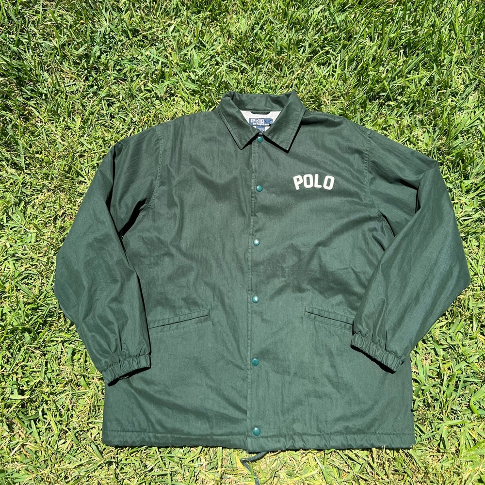 90s Polo by Ralph Lauren Coach Jacket Vintage Olive Green L